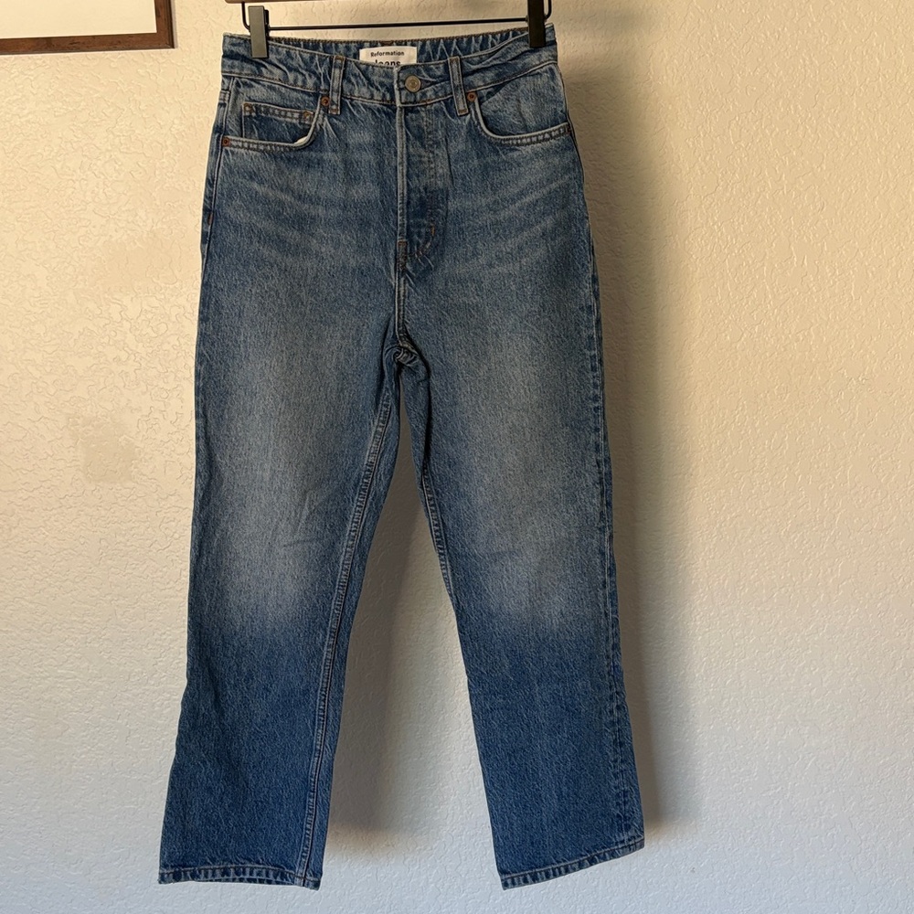 Reformation Cynthia high rise straight cropped jeans